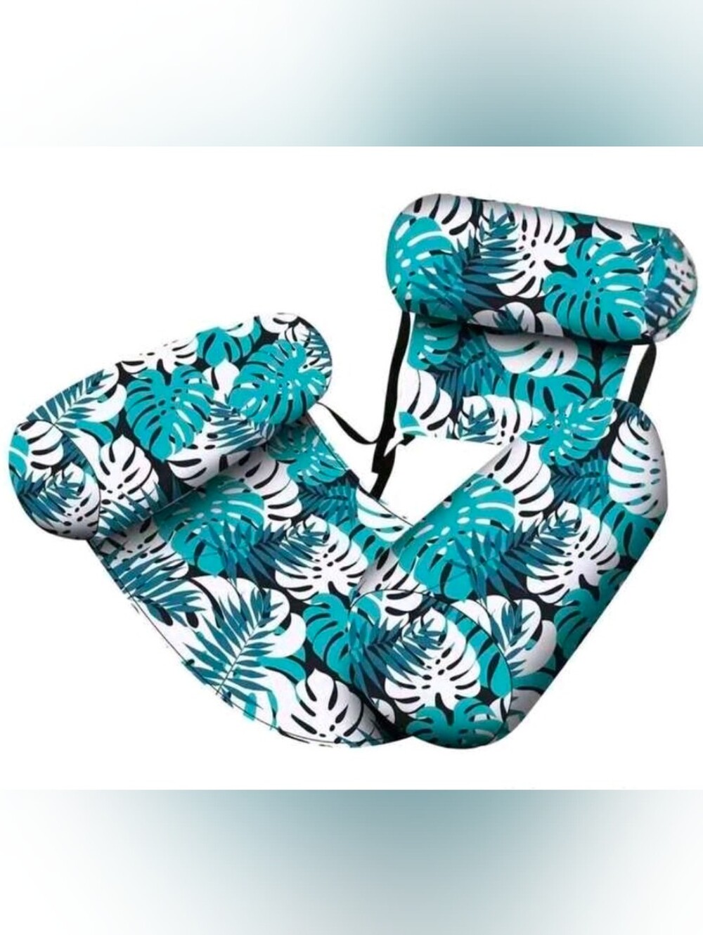 Chic Teal Palm Leaf Water Hammock Floating Lounge Lounger